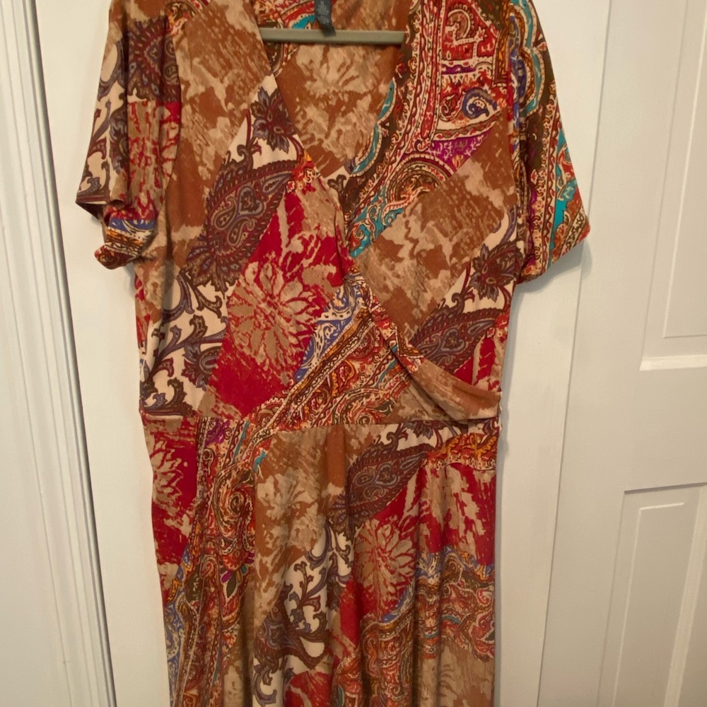 Ralph Lauren WOMANS PLUS 1X Bohemian Fall Print Browns/ Orange